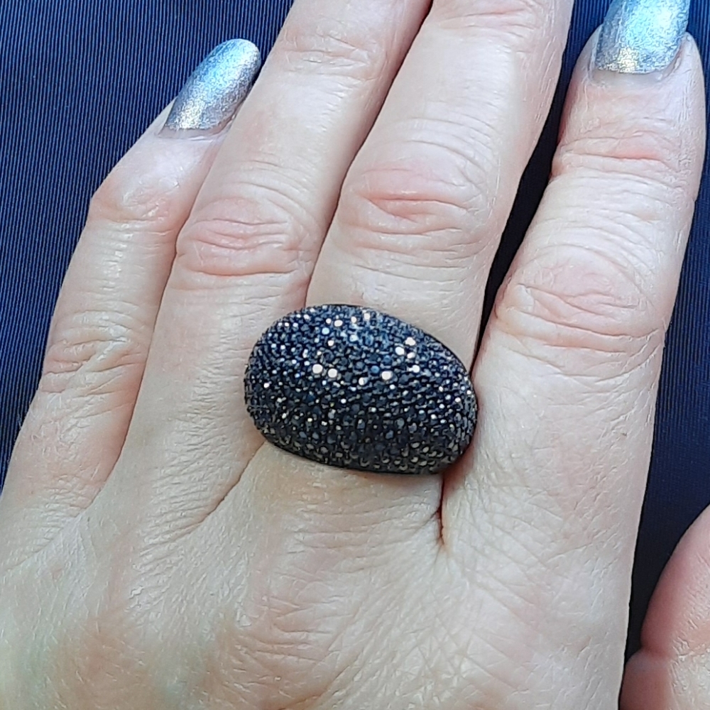 Swarovski Black and Silver Ring